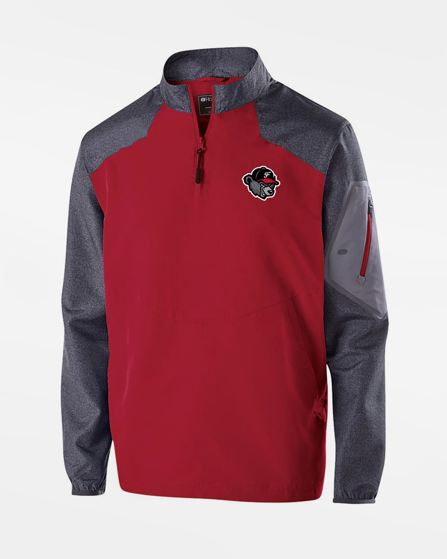 Holloway Raider Warmup Longsleeve Pullover "Freising Grizzlies", Bear, rot-grau-DIAMOND PRIDE