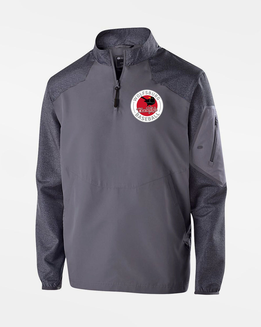 Holloway Raider Warmup Longsleeve Pullover "Wolfsburg Blackbirds", Crest, dunkelgrau-grau-DIAMOND PRIDE