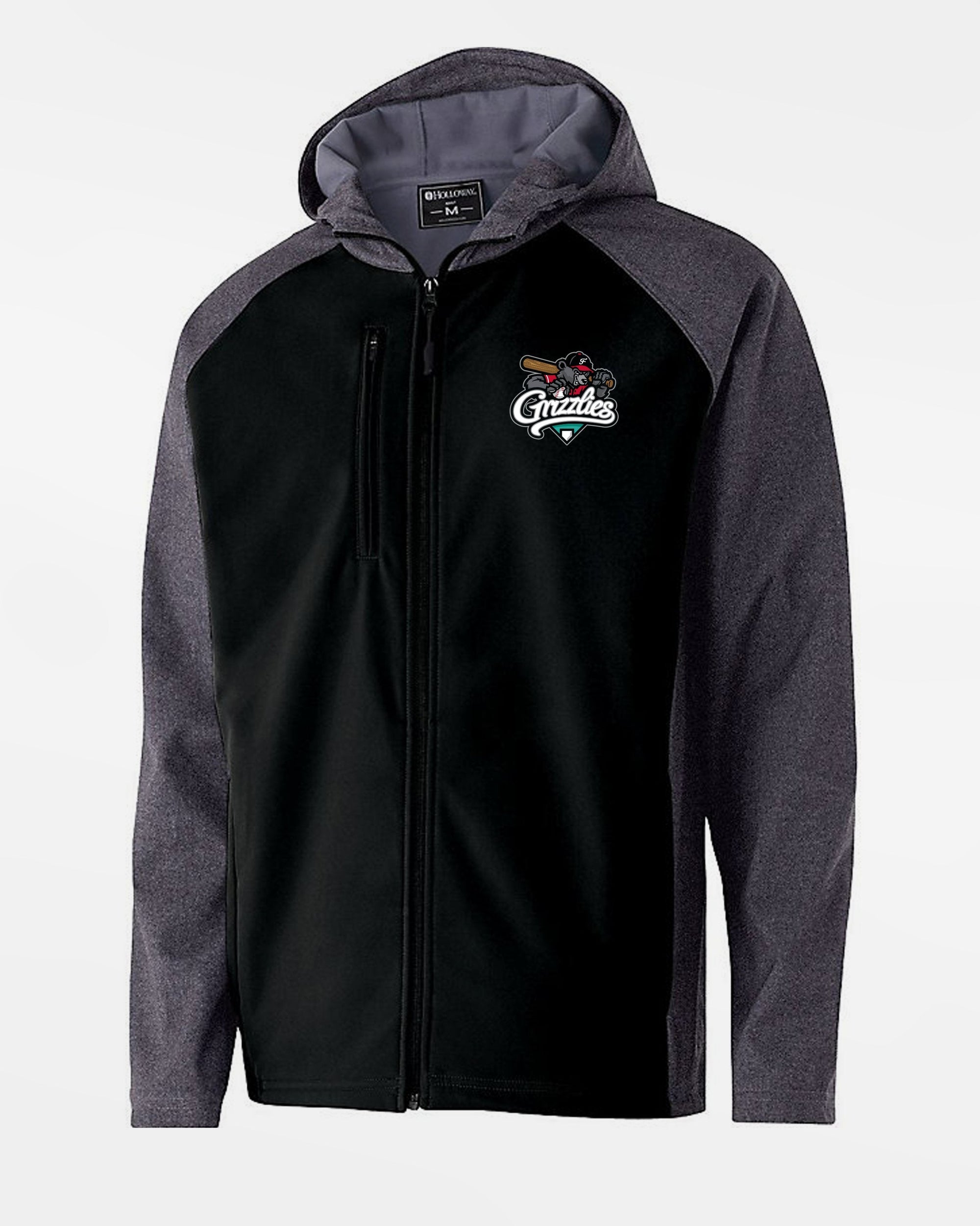 Holloway Raider Warmup Softshell Jacket, "Freising Grizzlies", Primary Logo, schwarz-grau-DIAMOND PRIDE