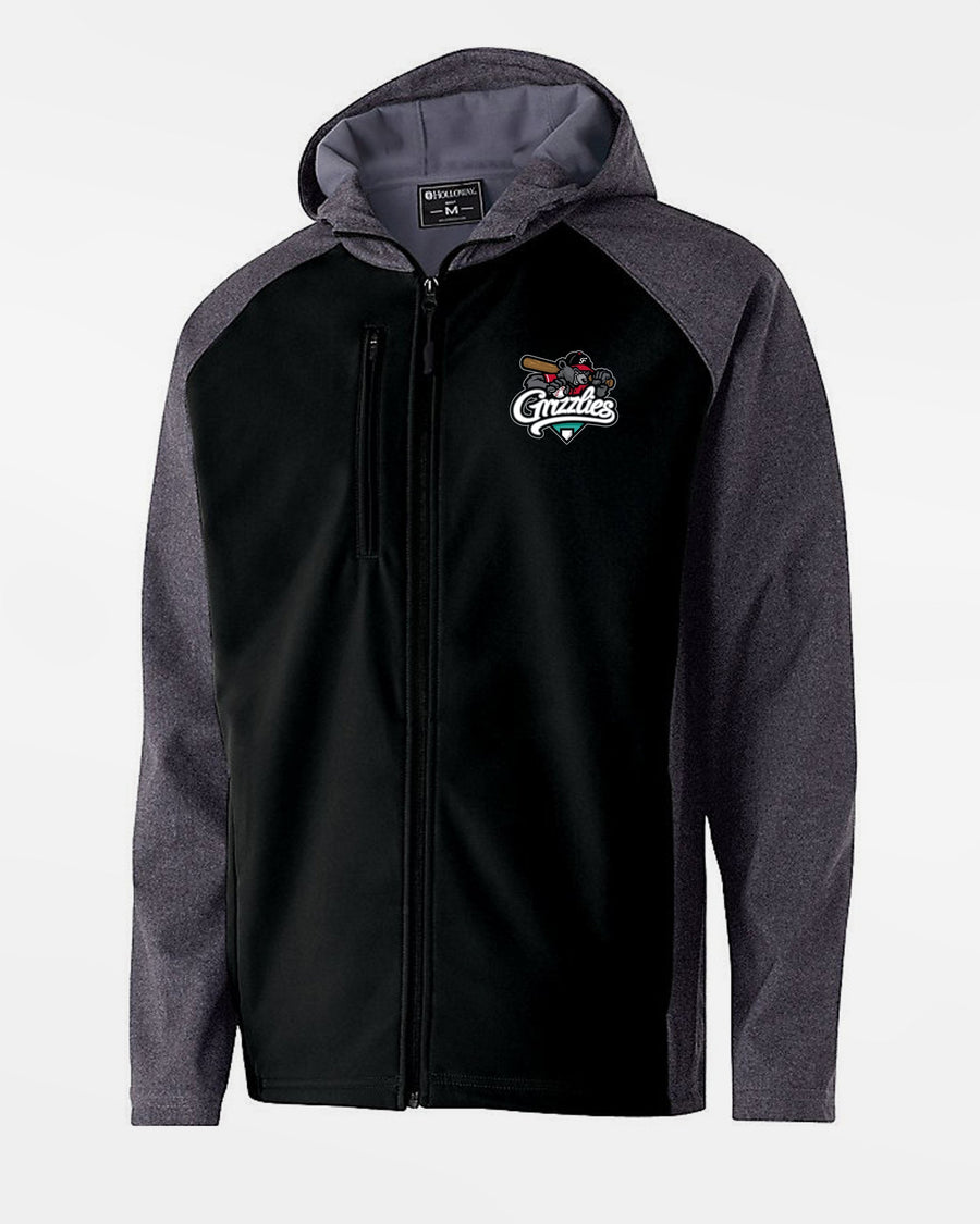 Holloway Raider Warmup Softshell Jacket, "Freising Grizzlies", Primary Logo, schwarz-grau-DIAMOND PRIDE