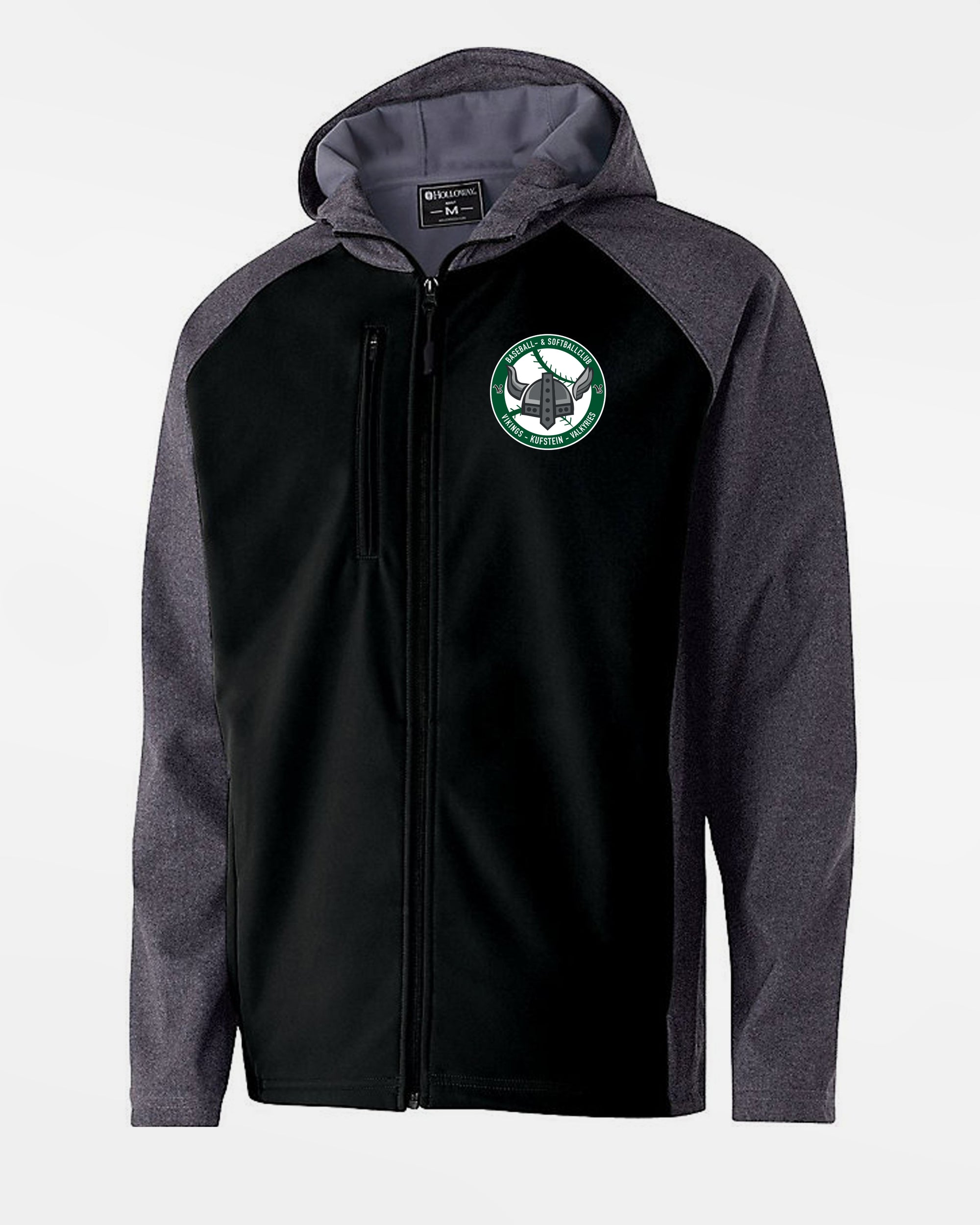 Holloway Raider Warmup Softshell Jacket „Kufstein Vikings“, Crest, schwarz-grau-DIAMOND PRIDE