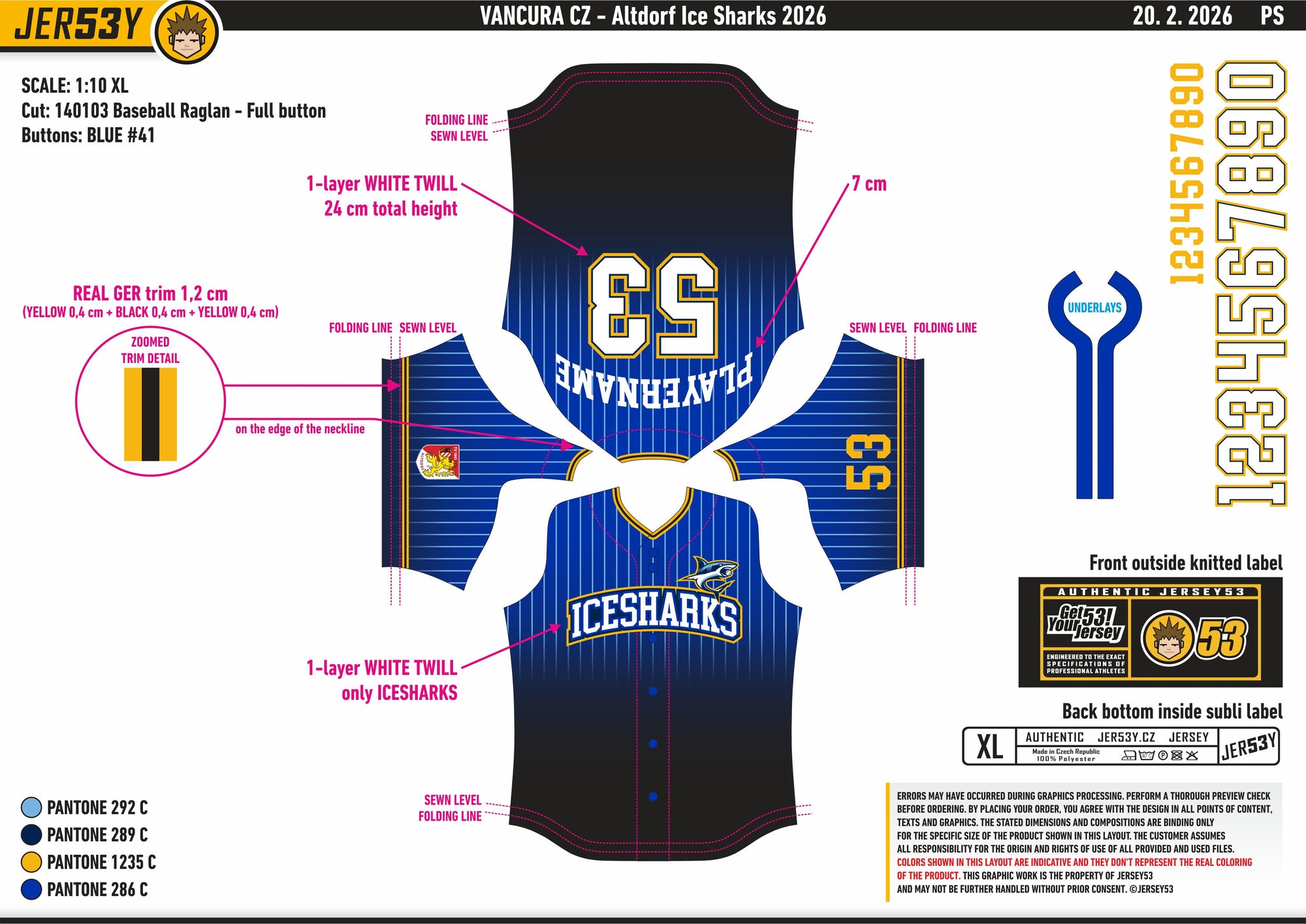 Jersey53 Official Game Jersey "Altdorf Icesharks", blau/schwarz-DIAMOND PRIDE