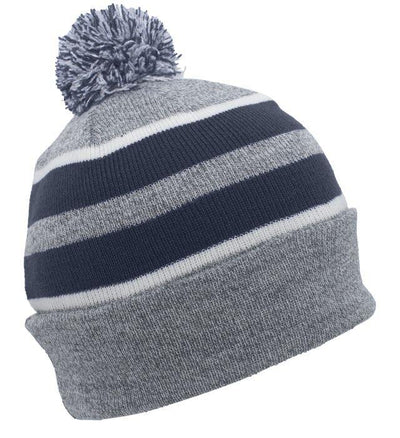 Pacific PomPom-Beanie "Heidenheim Heideköpfe", H, 3D Embroidery, grau-navy blau-weiss-DIAMOND PRIDE