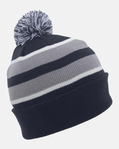 Pacific PomPom-Beanie "Heidenheim Heideköpfe", H, 3D Embroidery, navy blau-weiss-grau-DIAMOND PRIDE
