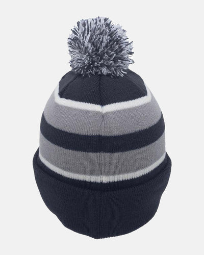 Pacific PomPom-Beanie "Heidenheim Heideköpfe", H, 3D Embroidery, navy blau-weiss-grau-DIAMOND PRIDE