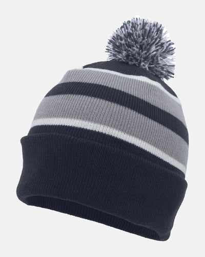 Pacific PomPom-Beanie "Heidenheim Heideköpfe", H, 3D Embroidery, navy blau-weiss-grau-DIAMOND PRIDE