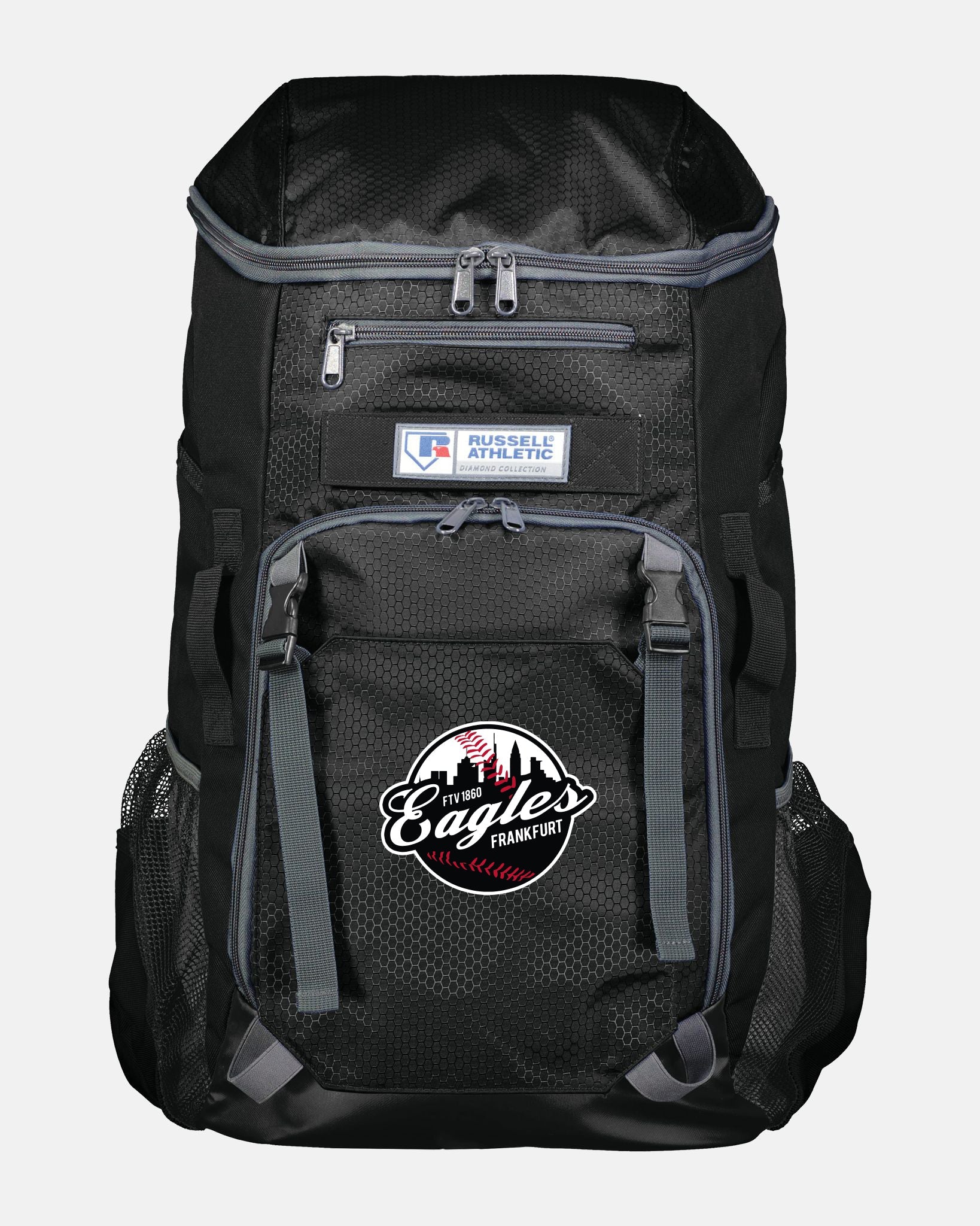Russell Athletic Baseball Rucksack "Frankfurt Eagles", Crest, schwarz-DIAMOND PRIDE