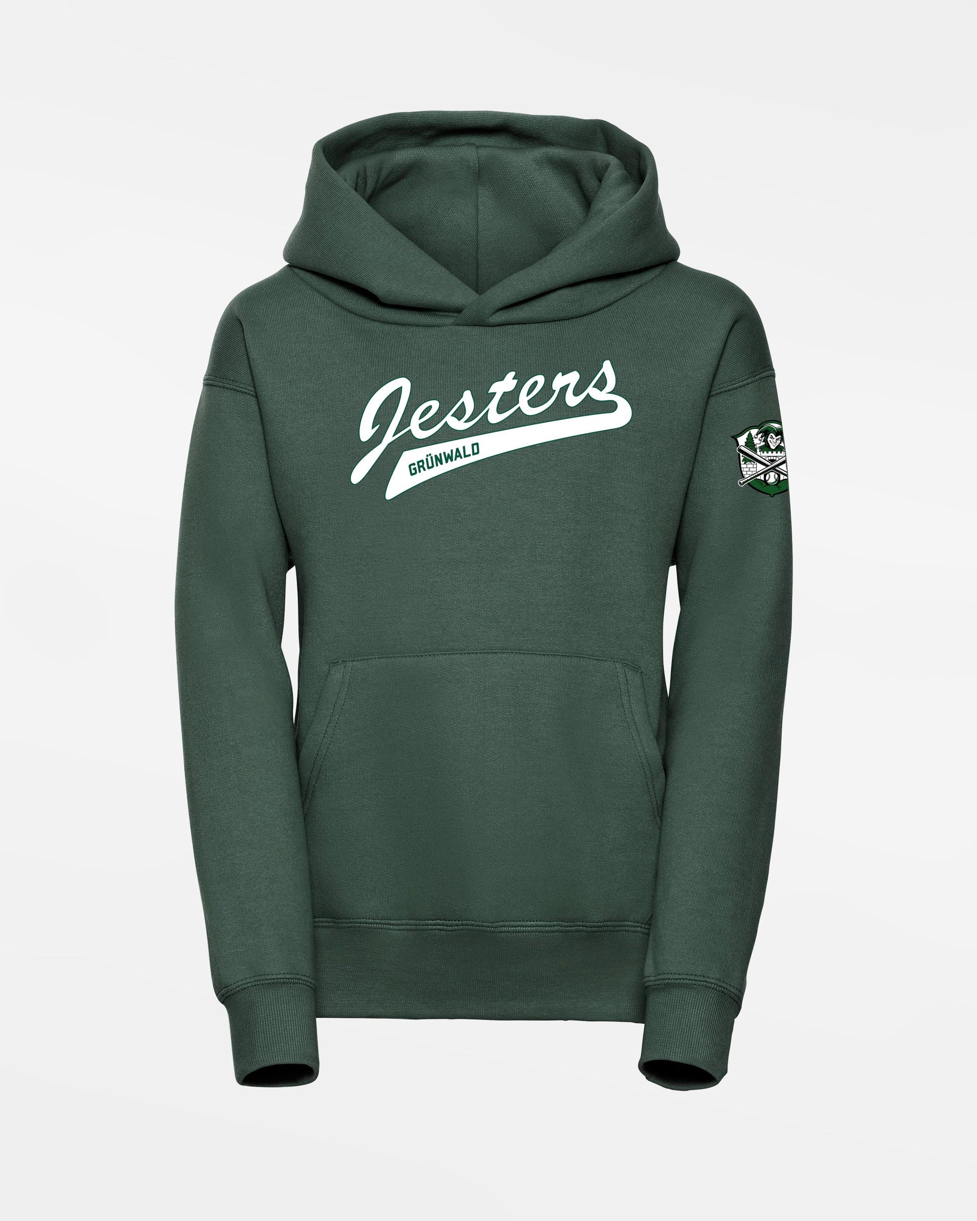 Russell Kids Basic Hoodie "Grünwald Jesters", Script & Crest, dunkelgrün-DIAMOND PRIDE