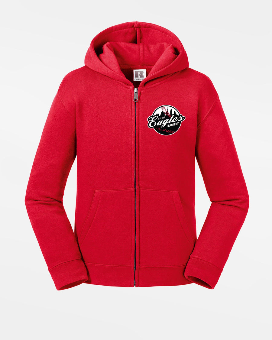 Russell Kids Premium Heavy Zip-Hoodie "Frankfurt Eagles", Crest, rot-DIAMOND PRIDE