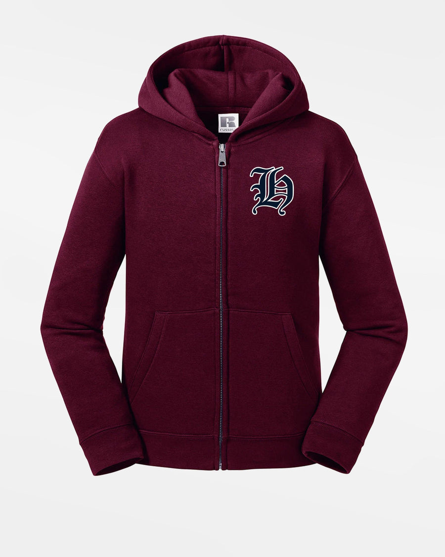 Russell Kids Premium Heavy Zip-Hoodie "Tübingen Hawks", H, maroon rot-DIAMOND PRIDE