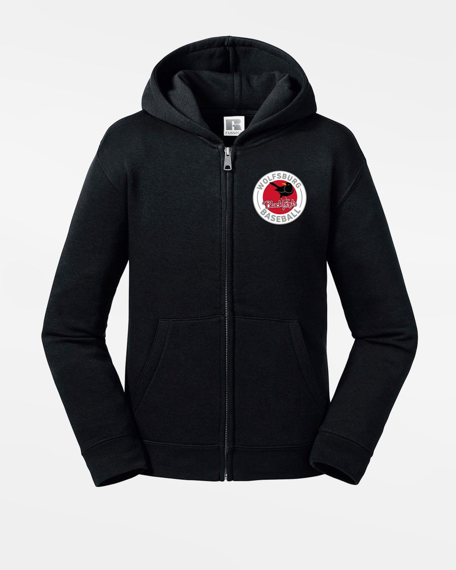 Russell Kids Premium Heavy Zip-Hoodie "Wolfsburg Blackbirds", Crest, schwarz-DIAMOND PRIDE