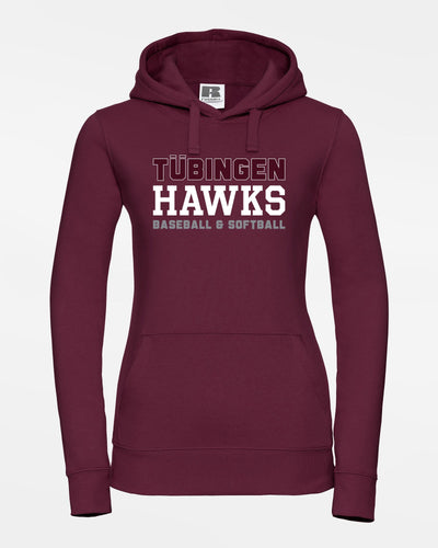 Russell Ladies Premium Heavy Hoodie "Tübingen Hawks", Primary Logo, maroon rot-DIAMOND PRIDE