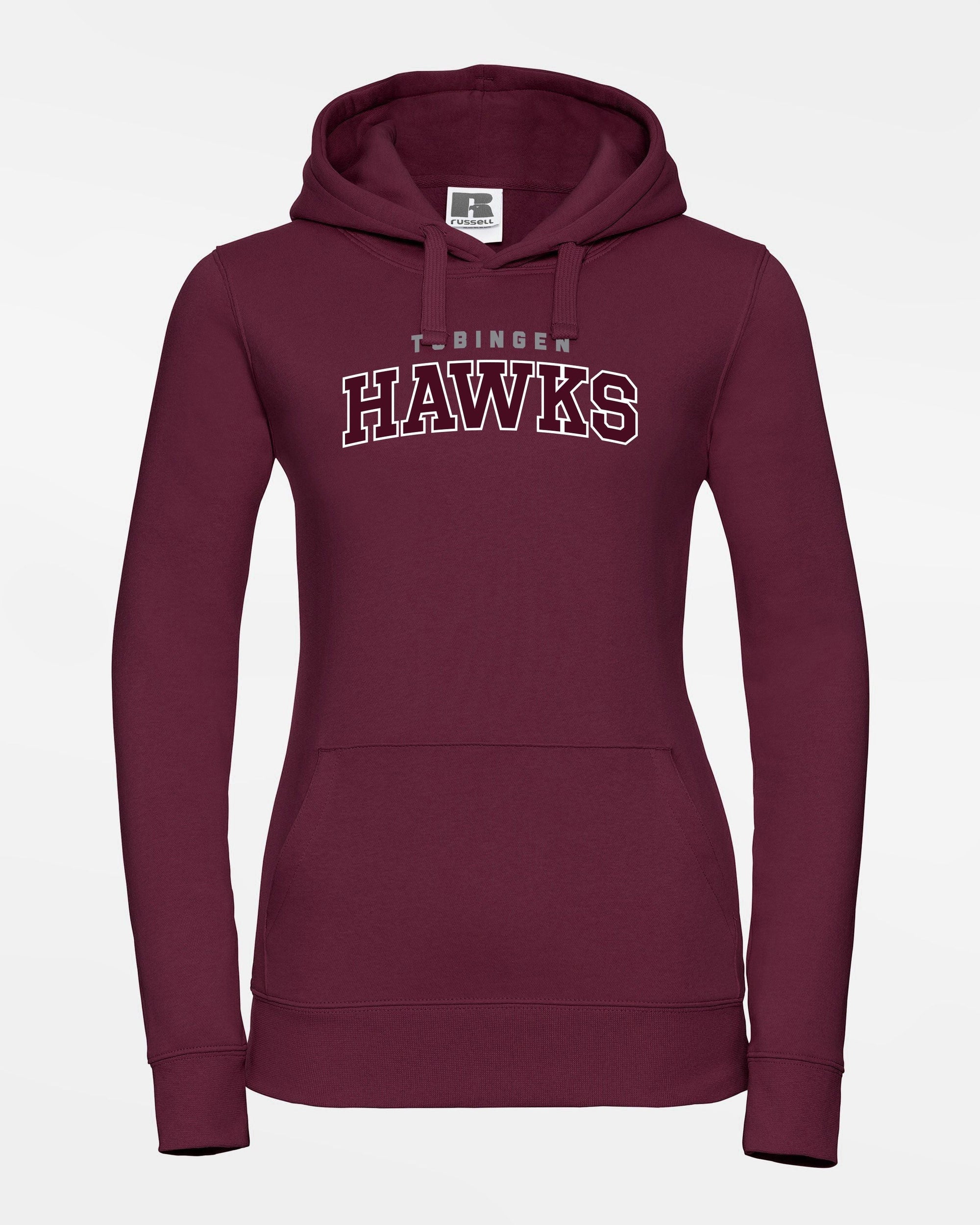 Russell Ladies Premium Heavy Hoodie "Tübingen Hawks", Script, maroon rot-DIAMOND PRIDE