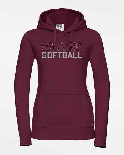 Russell Ladies Premium Heavy Hoodie "Wesseling Vermins", Old Vermins Softball, maroon-rot-DIAMOND PRIDE