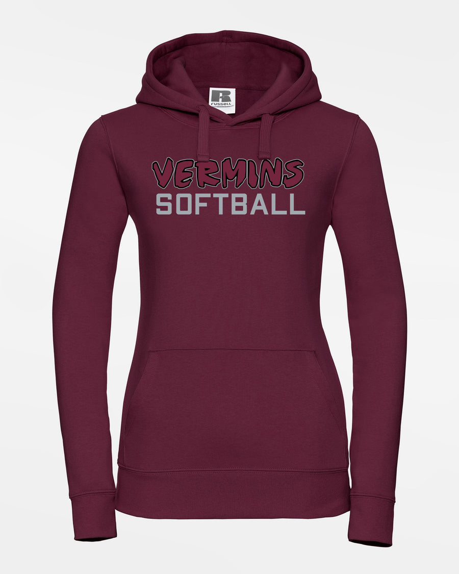 Russell Ladies Premium Heavy Hoodie "Wesseling Vermins", Old Vermins Softball, maroon-rot-DIAMOND PRIDE
