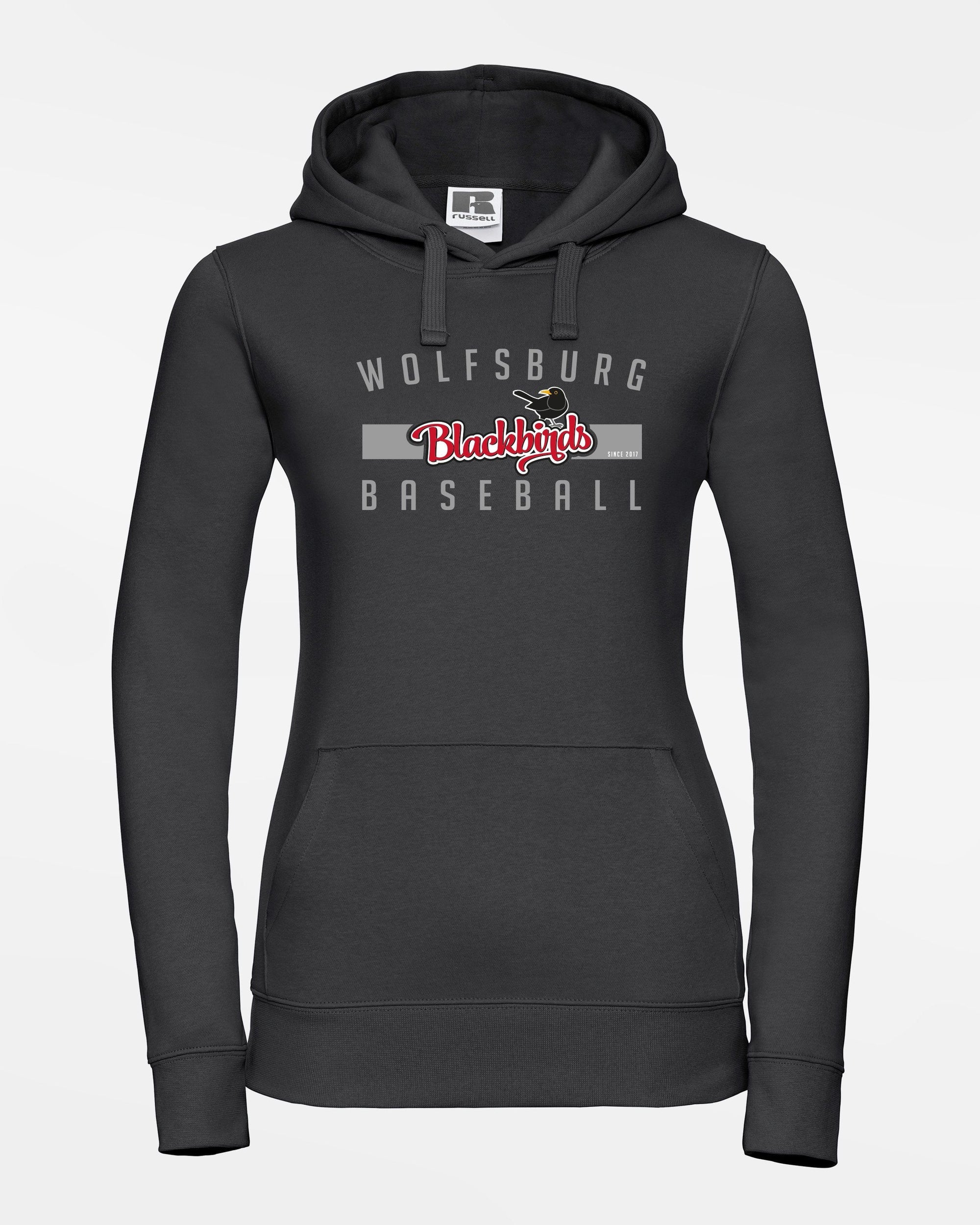 Russell Ladies Premium Heavy Hoodie "Wolfsburg Blackbirds", Script, schwarz-DIAMOND PRIDE
