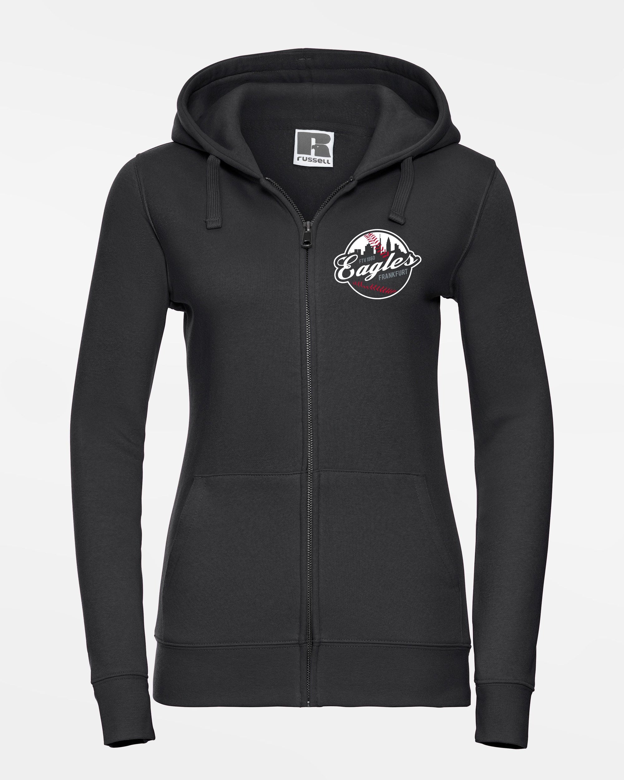 Russell Ladies Premium Heavy Zip-Hoodie "Frankfurt Eagles", Crest, schwarz-DIAMOND PRIDE