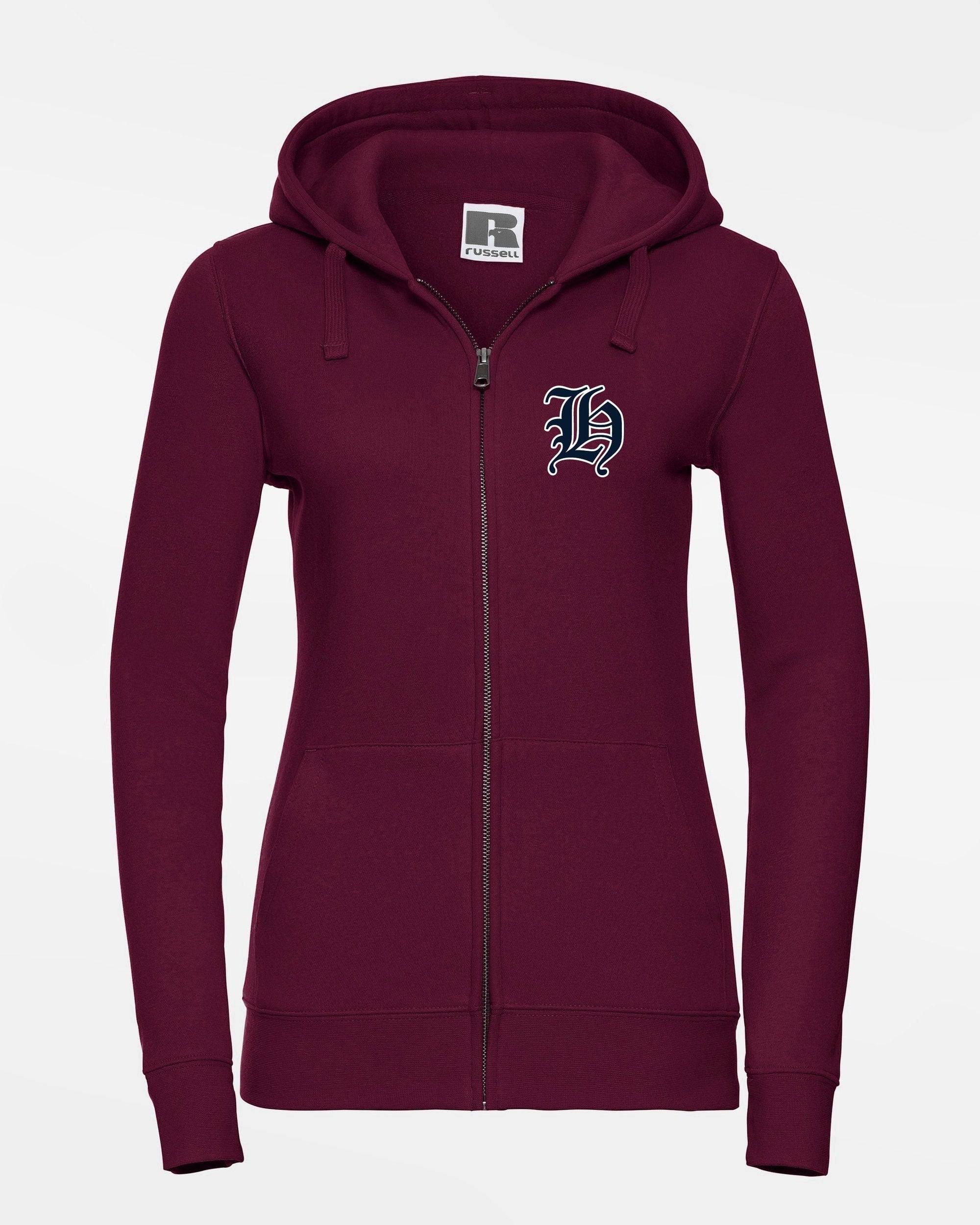 Russell Ladies Premium Heavy Zip-Hoodie "Tübingen Hawks", H, maroon rot-DIAMOND PRIDE