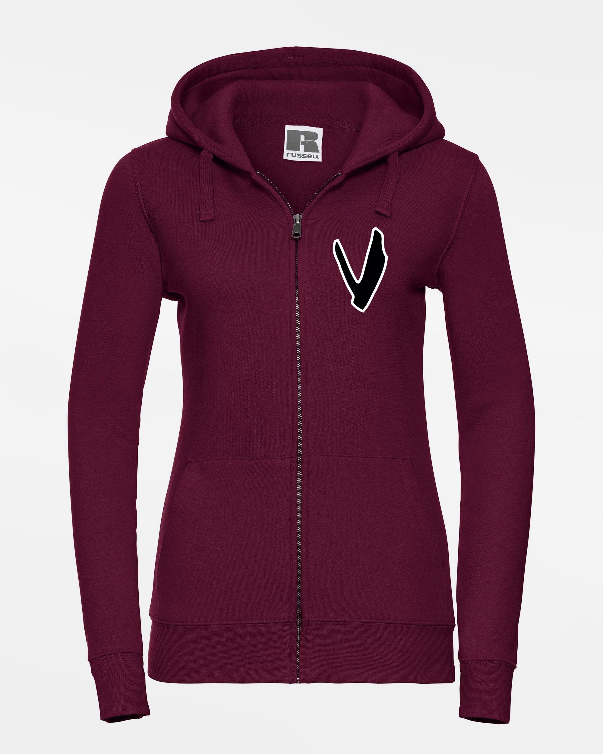 Russell Ladies Premium Heavy Zip-Hoodie "Wesseling Vermins", V, maroon-rot-DIAMOND PRIDE