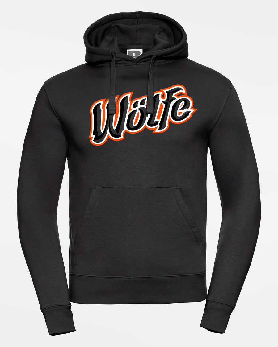 Russell Premium Heavy Hoodie "Laufer Wölfe", ORA Script, schwarz-DIAMOND PRIDE