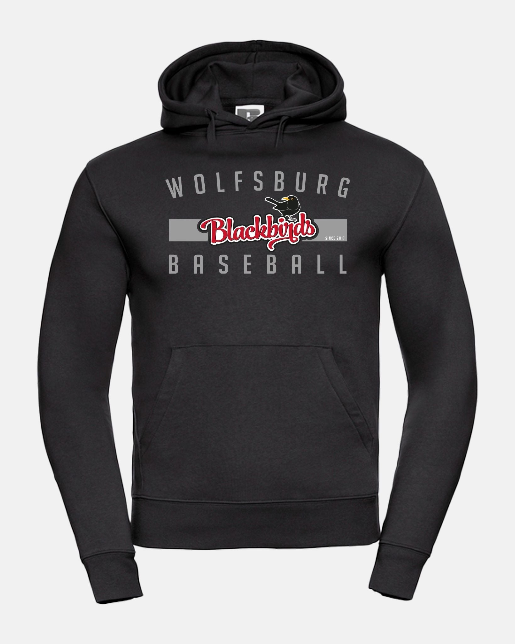 Russell Premium Heavy Hoodie "Wolfsburg Blackbirds", Script, schwarz-DIAMOND PRIDE