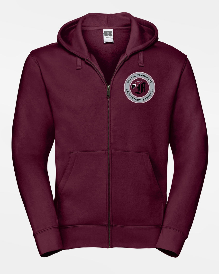 Russell Premium Heavy Zip-Hoodie, "Berlin Flamingos", Crest Baseball, burgundy-DIAMOND PRIDE