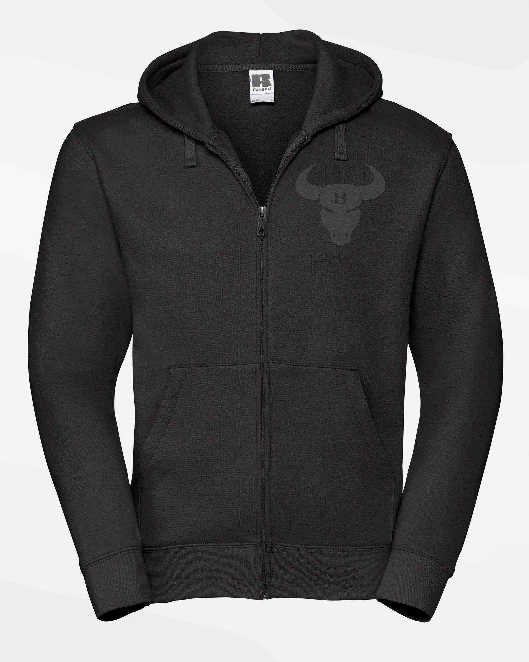 Russell Premium Heavy Zip-Hoodie "Hard Bulls", AllBlack, schwarz-DIAMOND PRIDE
