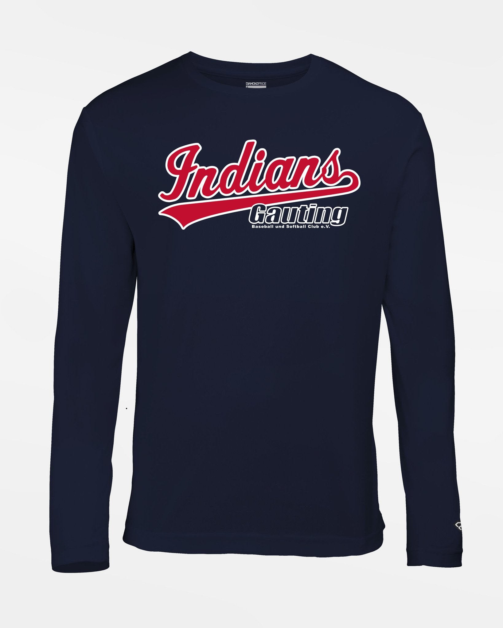 Diamond Pride Basic Functional Longsleeve Shirt "Gauting Indians", Script, navy blau-DIAMOND PRIDE