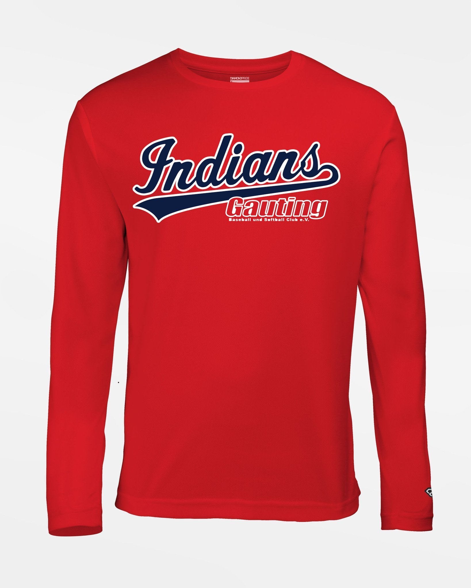 Diamond Pride Basic Functional Longsleeve Shirt "Gauting Indians", Script, rot-DIAMOND PRIDE