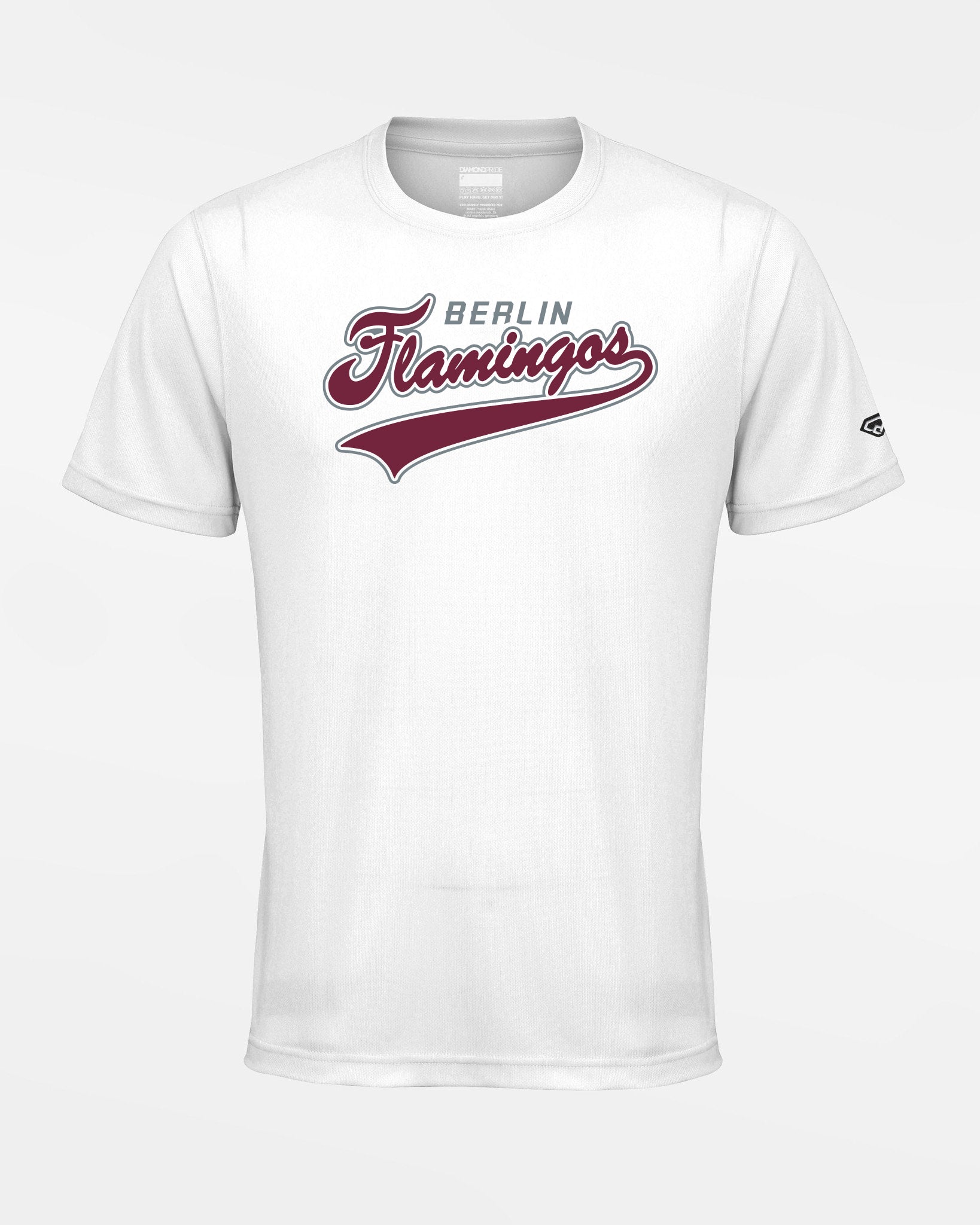 Diamond Pride Basic Functional T-Shirt "Berlin Flamingos", Script, weiss-DIAMOND PRIDE