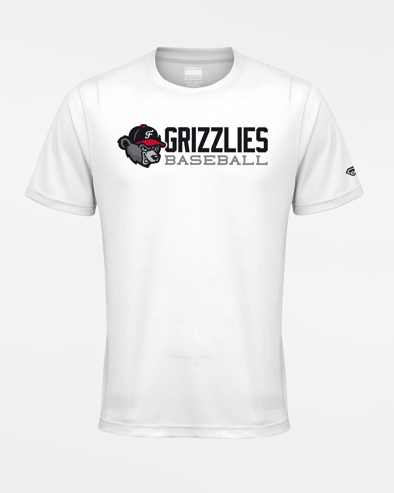 Diamond Pride Basic Functional T-Shirt "Freising Grizzlies", Bear Baseball, weiss-DIAMOND PRIDE