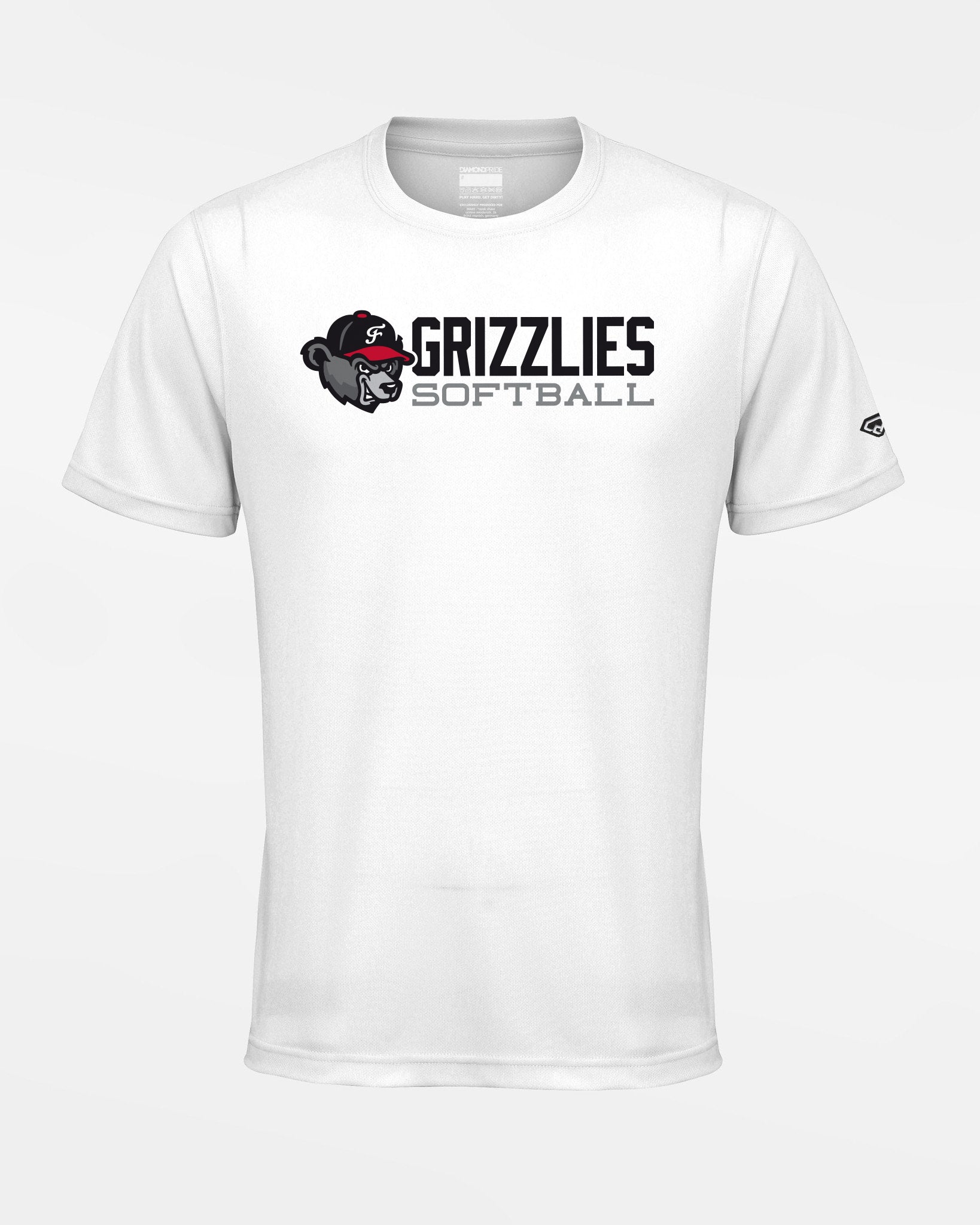 Diamond Pride Basic Functional T-Shirt "Freising Grizzlies", Bear Softball, weiss-DIAMOND PRIDE