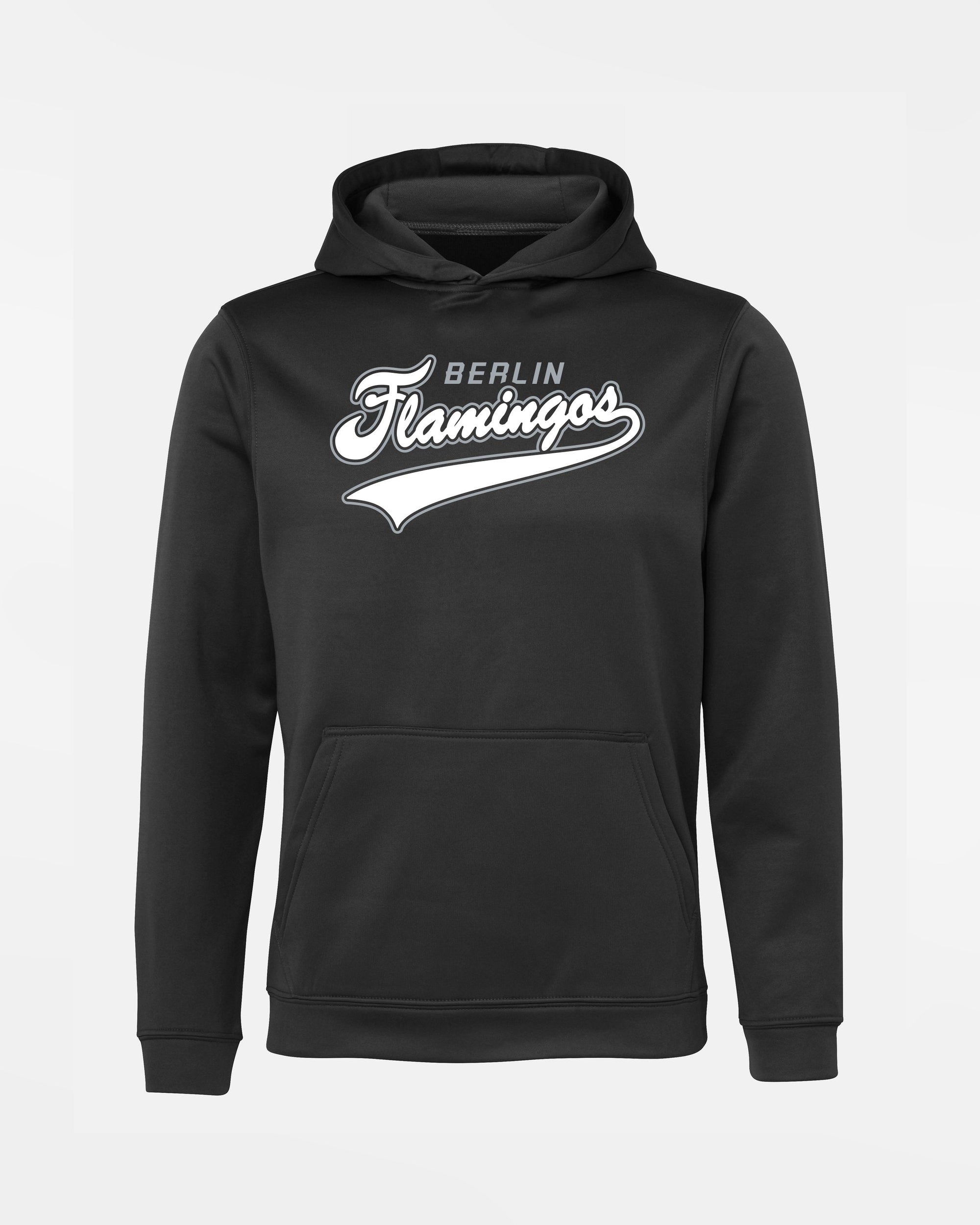 Diamond Pride Kids Basic Functional Hoodie, "Berlin Flamingos", Script, schwarz-DIAMOND PRIDE