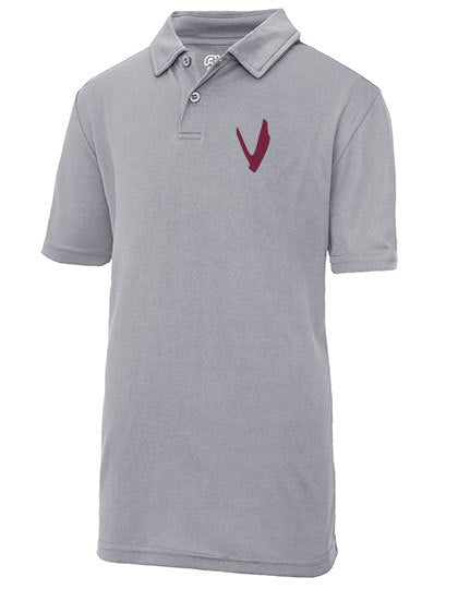 Diamond Pride Kids Basic Functional Polo-Shirt "Wesseling Vermins", V (mar), heather grau-DIAMOND PRIDE