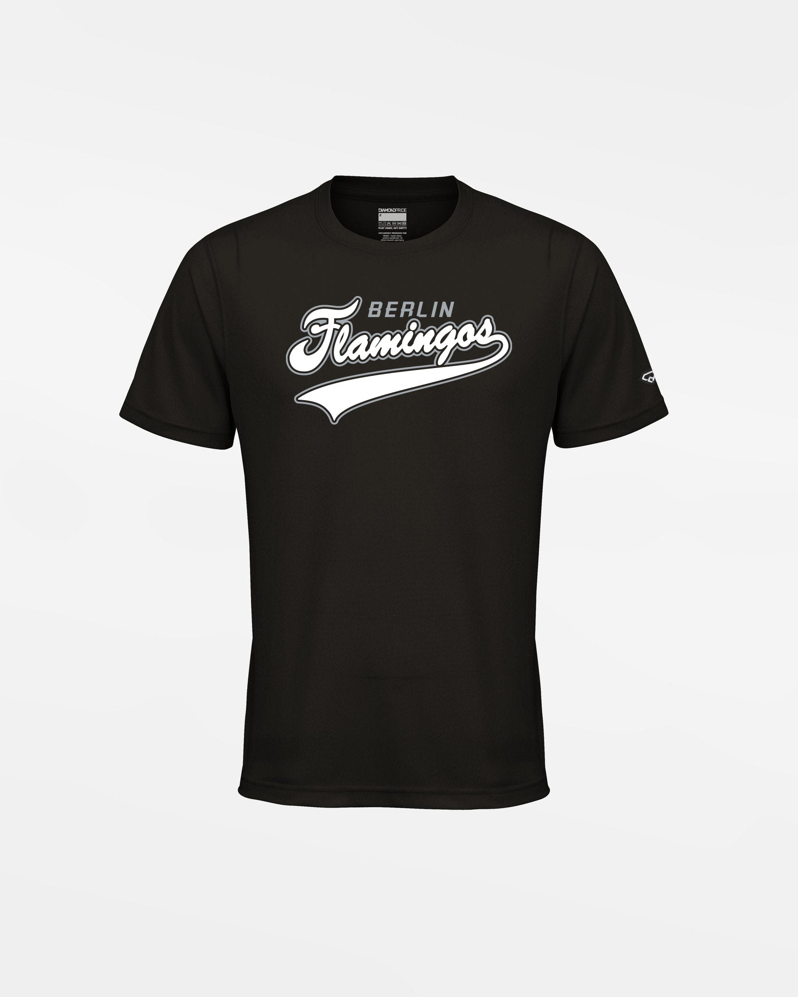 Diamond Pride Kids Basic Functional T-Shirt, "Berlin Flamingos", Script, schwarz-DIAMOND PRIDE