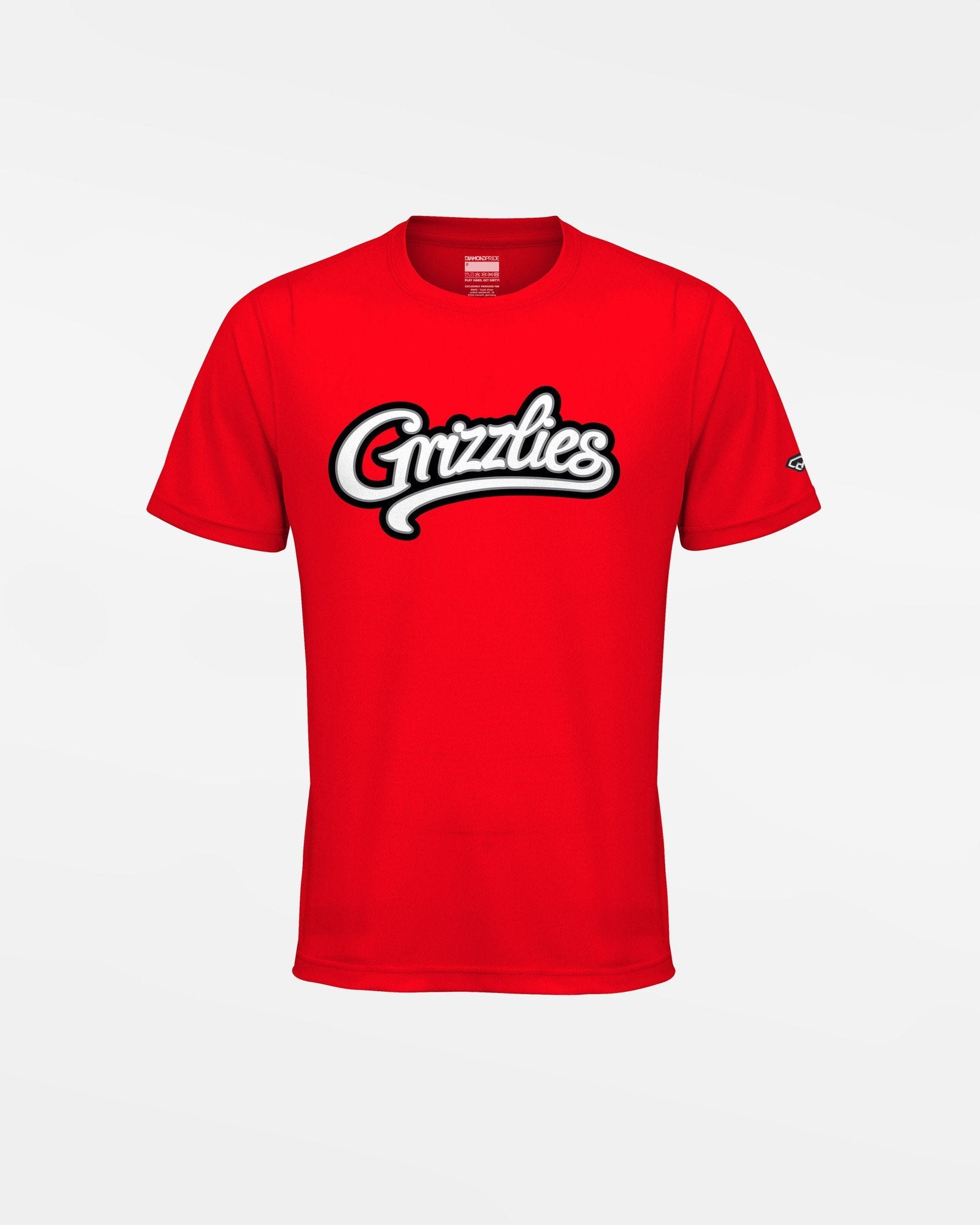 Diamond Pride Kids Basic Functional T-Shirt "Freising Grizzlies", Script, rot-DIAMOND PRIDE