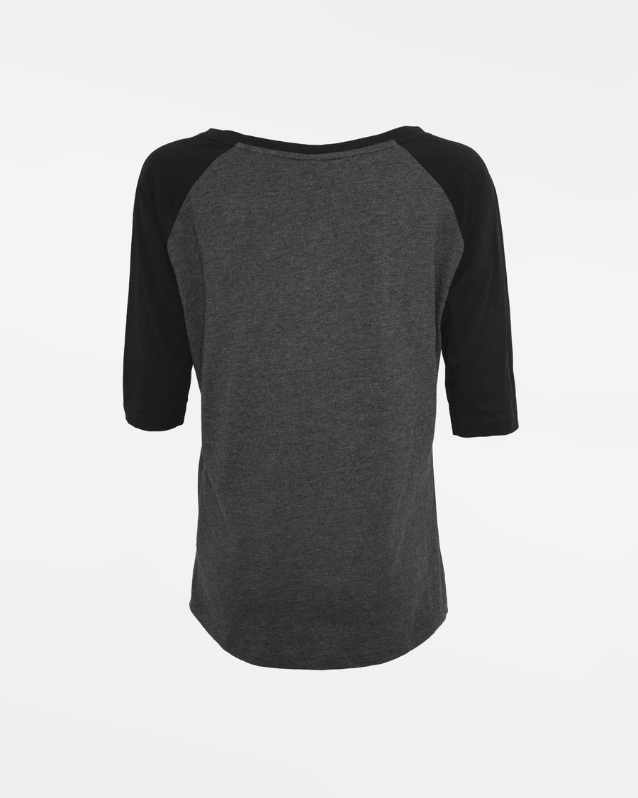 Diamond Pride Ladies 3/4 Contrast Raglan T-Shirt, "Berlin Flamingos", Bird & Softball, heather dunkelgrau - schwarz-DIAMOND PRIDE