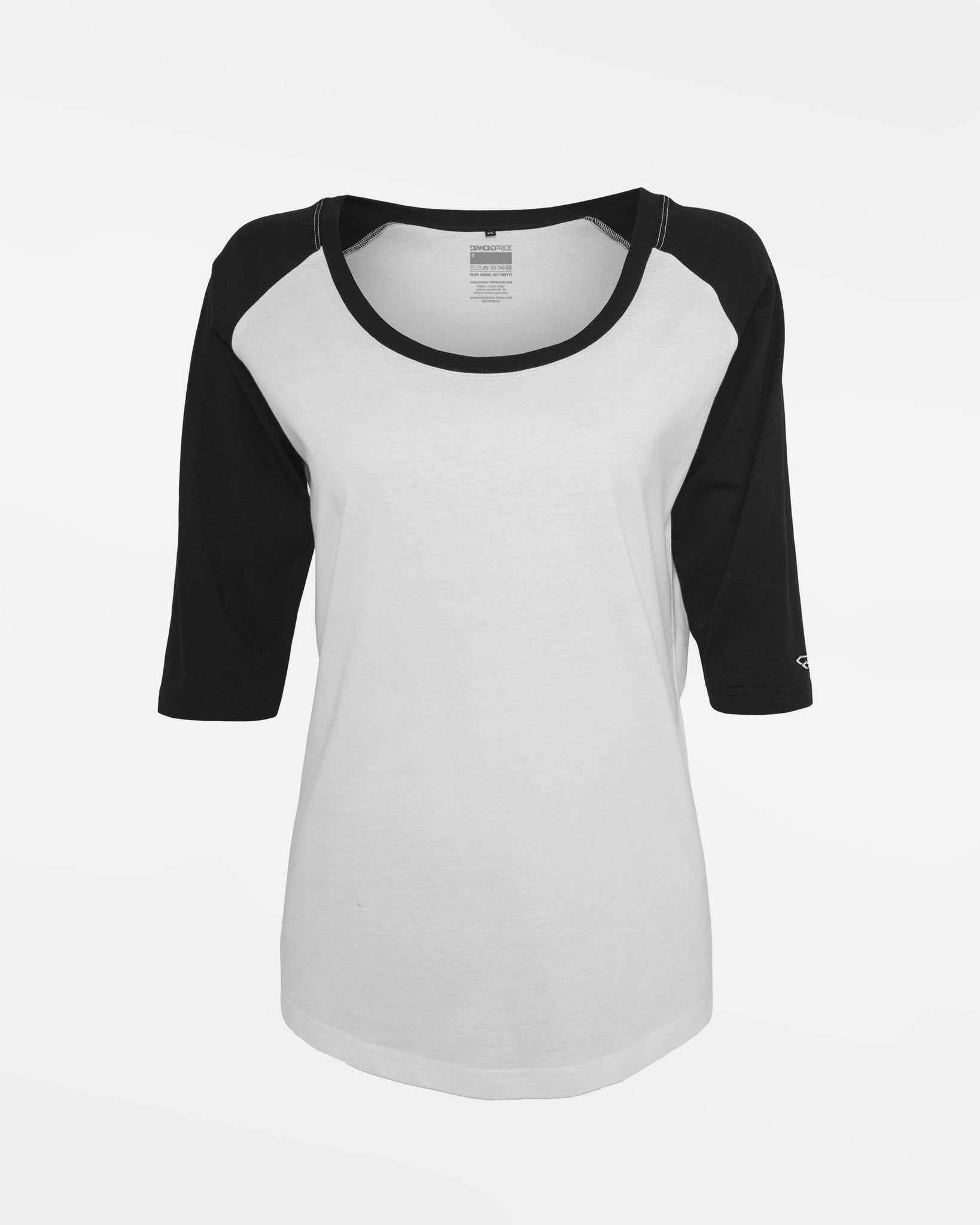 Diamond Pride Ladies 3/4 Contrast Raglan T-Shirt, weiss-schwarz-DIAMOND PRIDE