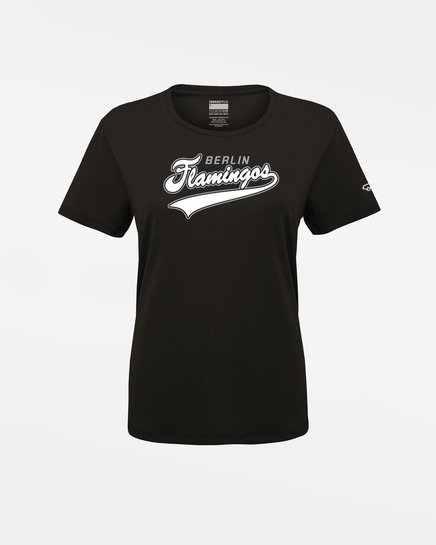 Diamond Pride Ladies Basic Functional T-Shirt, "Berlin Flamingos", Script, schwarz-DIAMOND PRIDE
