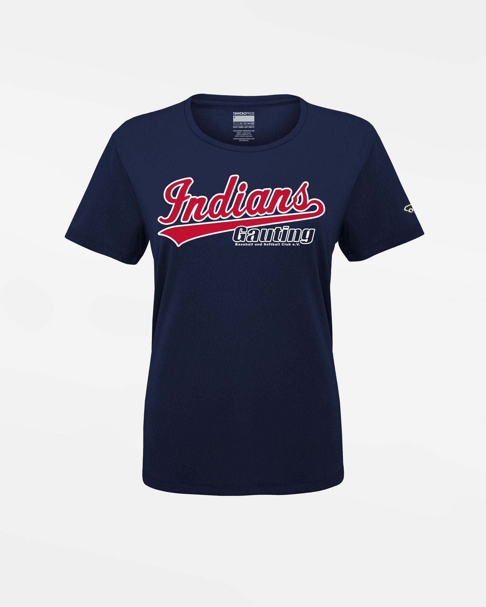 Diamond Pride Ladies Basic Functional T-Shirt "Gauting Indians", Script, navy blau-DIAMOND PRIDE