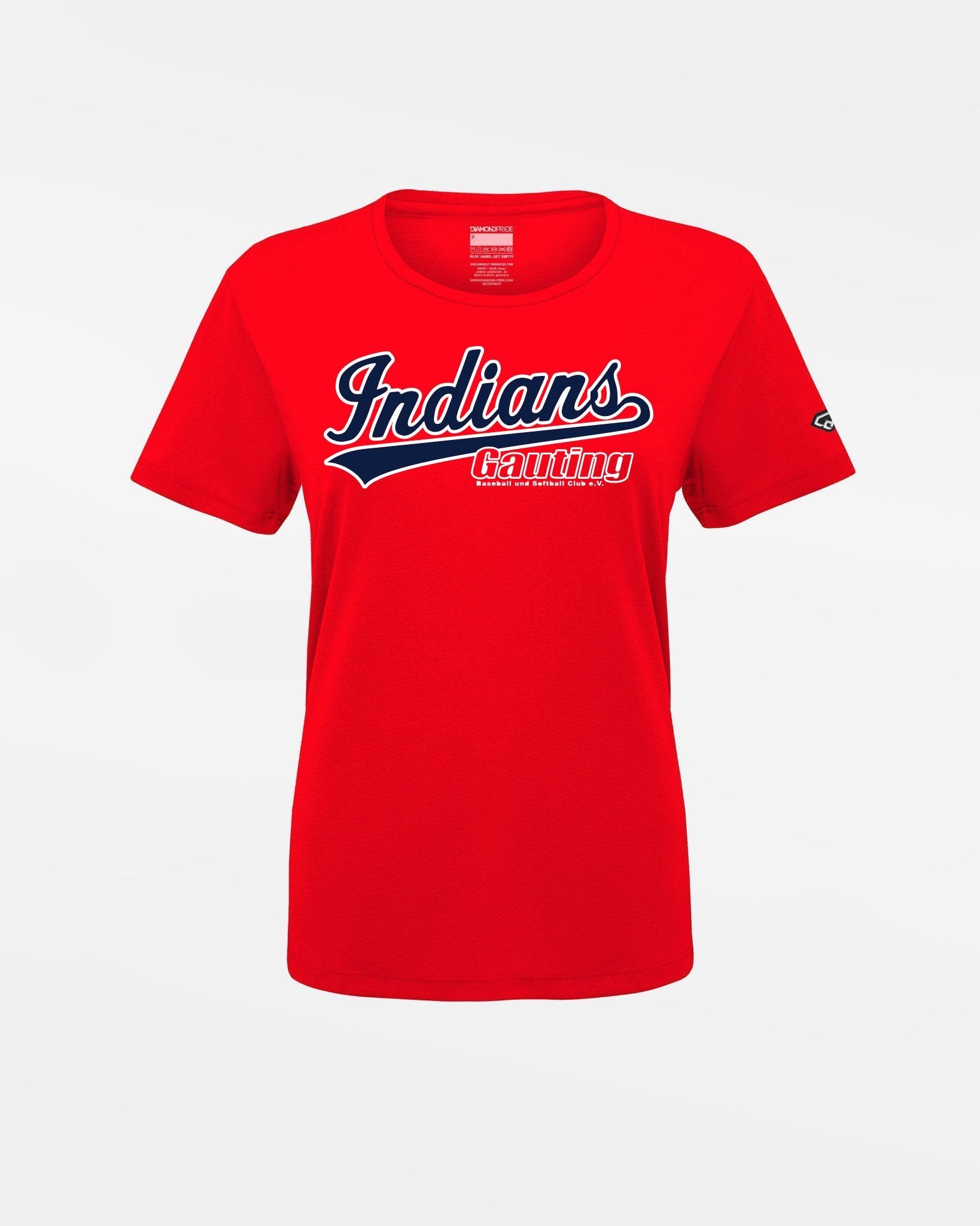 Diamond Pride Ladies Basic Functional T-Shirt "Gauting Indians", Script, rot-DIAMOND PRIDE