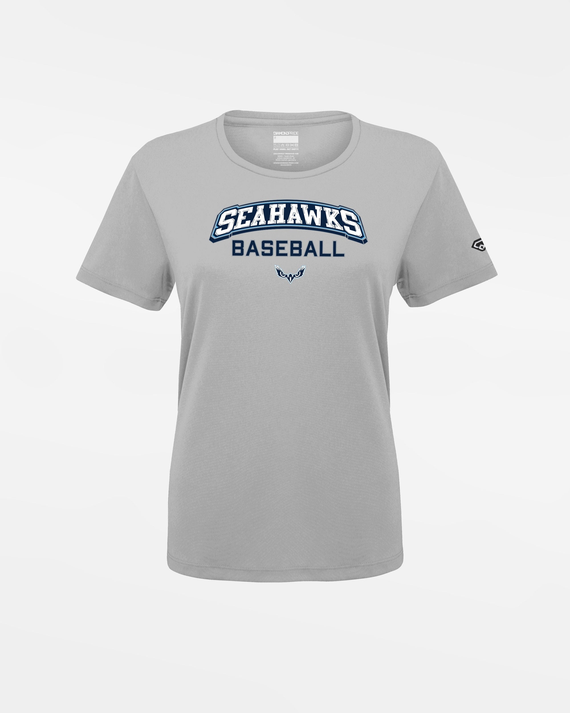 Diamond Pride Ladies Basic Functional T-Shirt "Kiel Seahawks", Baseball & Eyes, grau-DIAMOND PRIDE