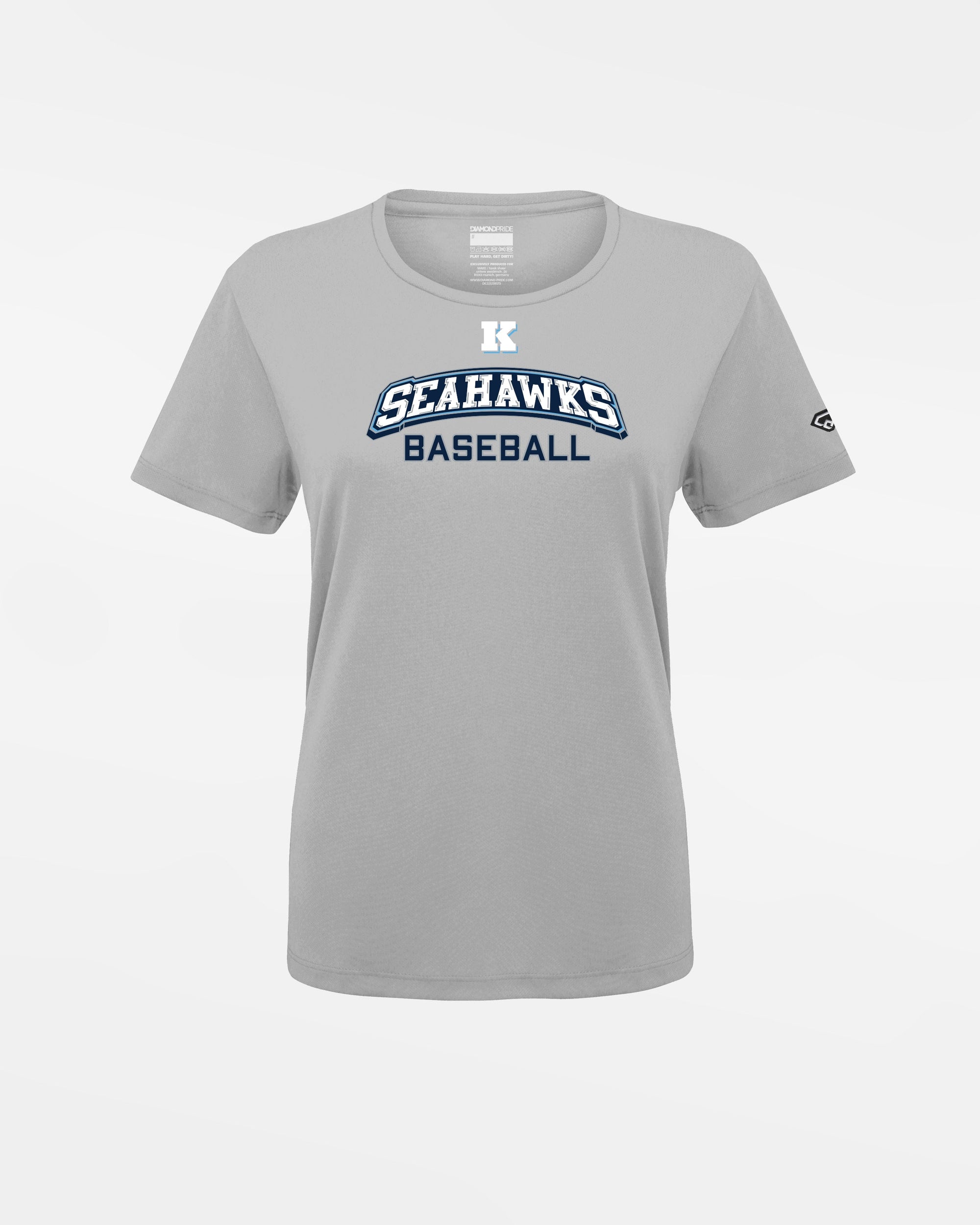 Diamond Pride Ladies Basic Functional T-Shirt "Kiel Seahawks", K & Seahawks Baseball, grau-DIAMOND PRIDE