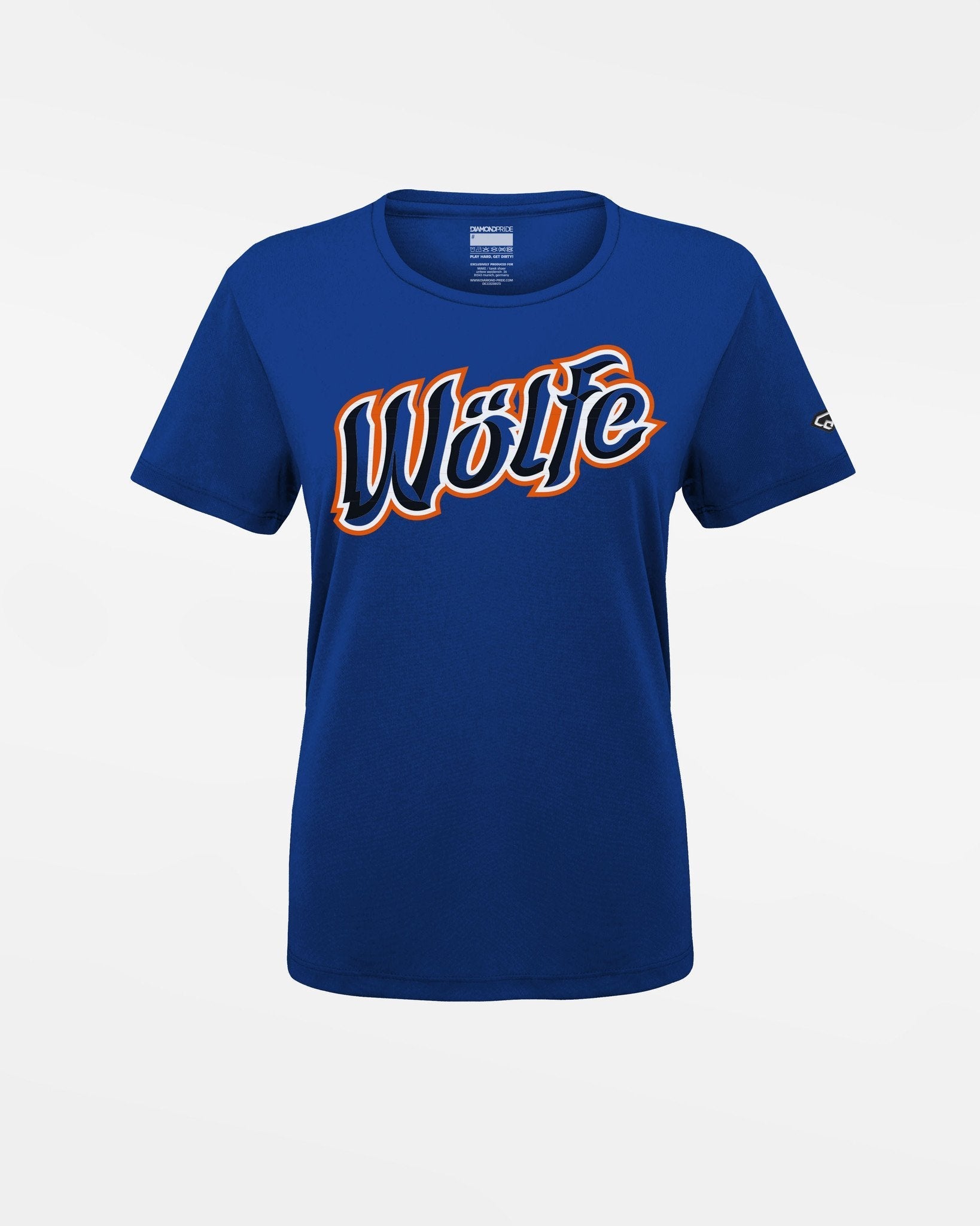 Diamond Pride Ladies Basic Functional T-Shirt "Laufer Wölfe", ORA Script, royal blau-DIAMOND PRIDE