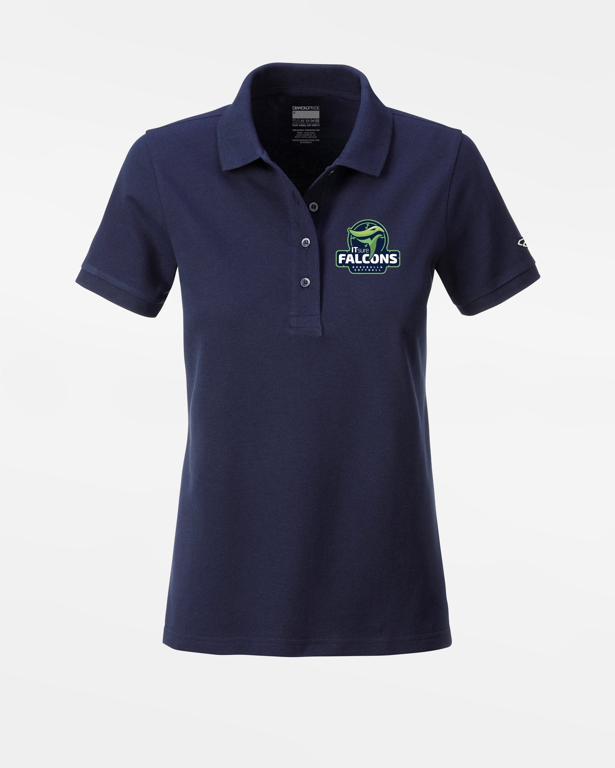 Diamond Pride Ladies Premium Polo-Shirt "IT SURE FALCONS", navy blau-DIAMOND PRIDE