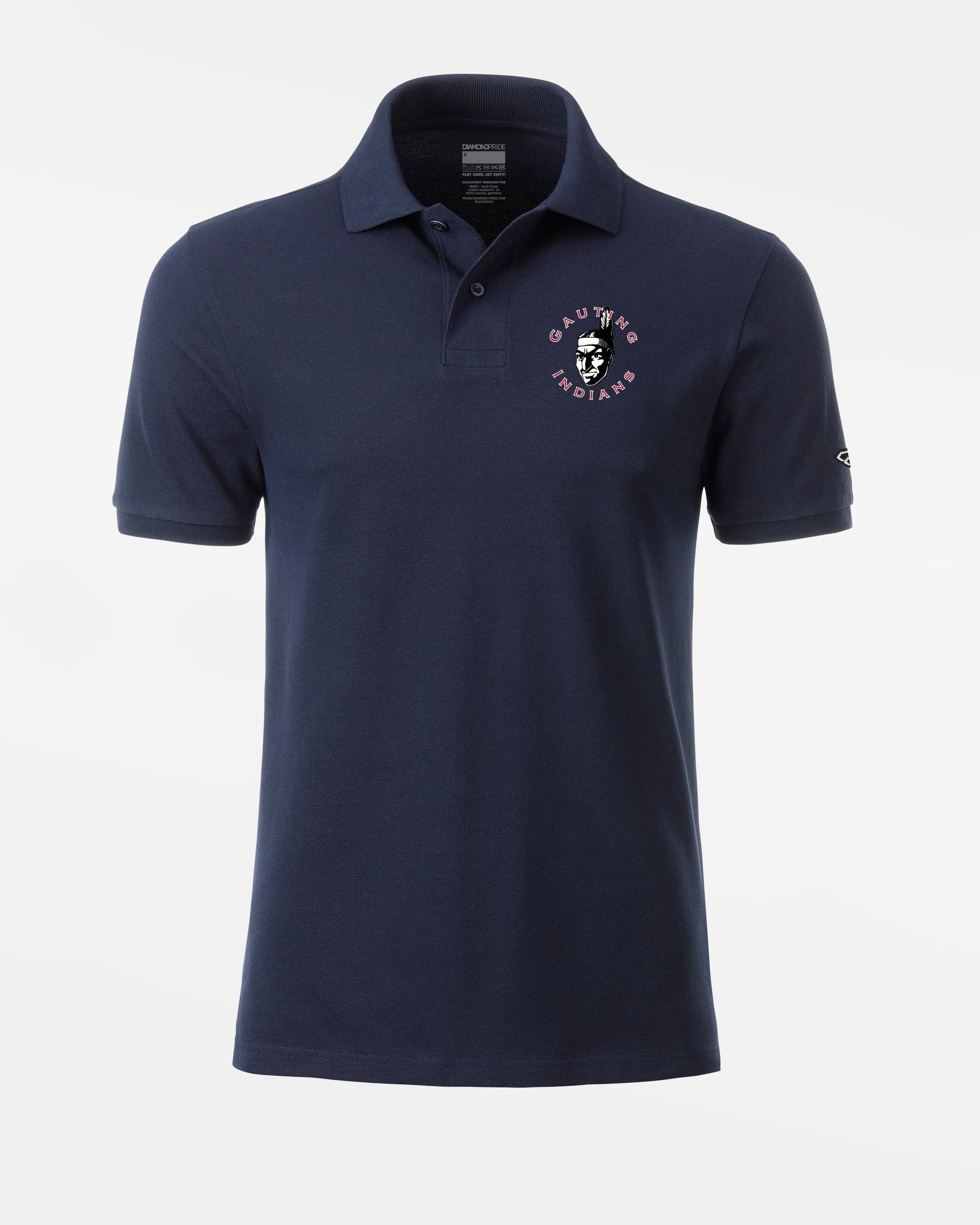 Diamond Pride Premium Polo-Shirt "Gauting Indians", Crest, navy blau-DIAMOND PRIDE