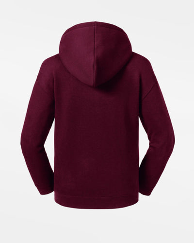Russell Kids Premium Heavy Hoodie, "Berlin Flamingos", Script, burgundy-DIAMOND PRIDE