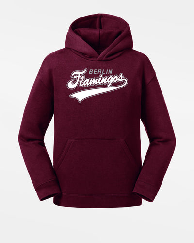 Russell Kids Premium Heavy Hoodie, "Berlin Flamingos", Script, burgundy-DIAMOND PRIDE