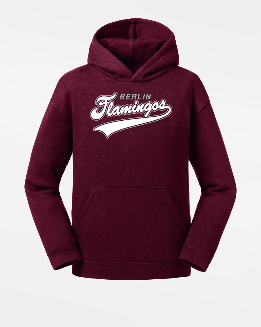 Russell Kids Premium Heavy Hoodie, "Berlin Flamingos", Script, burgundy-DIAMOND PRIDE