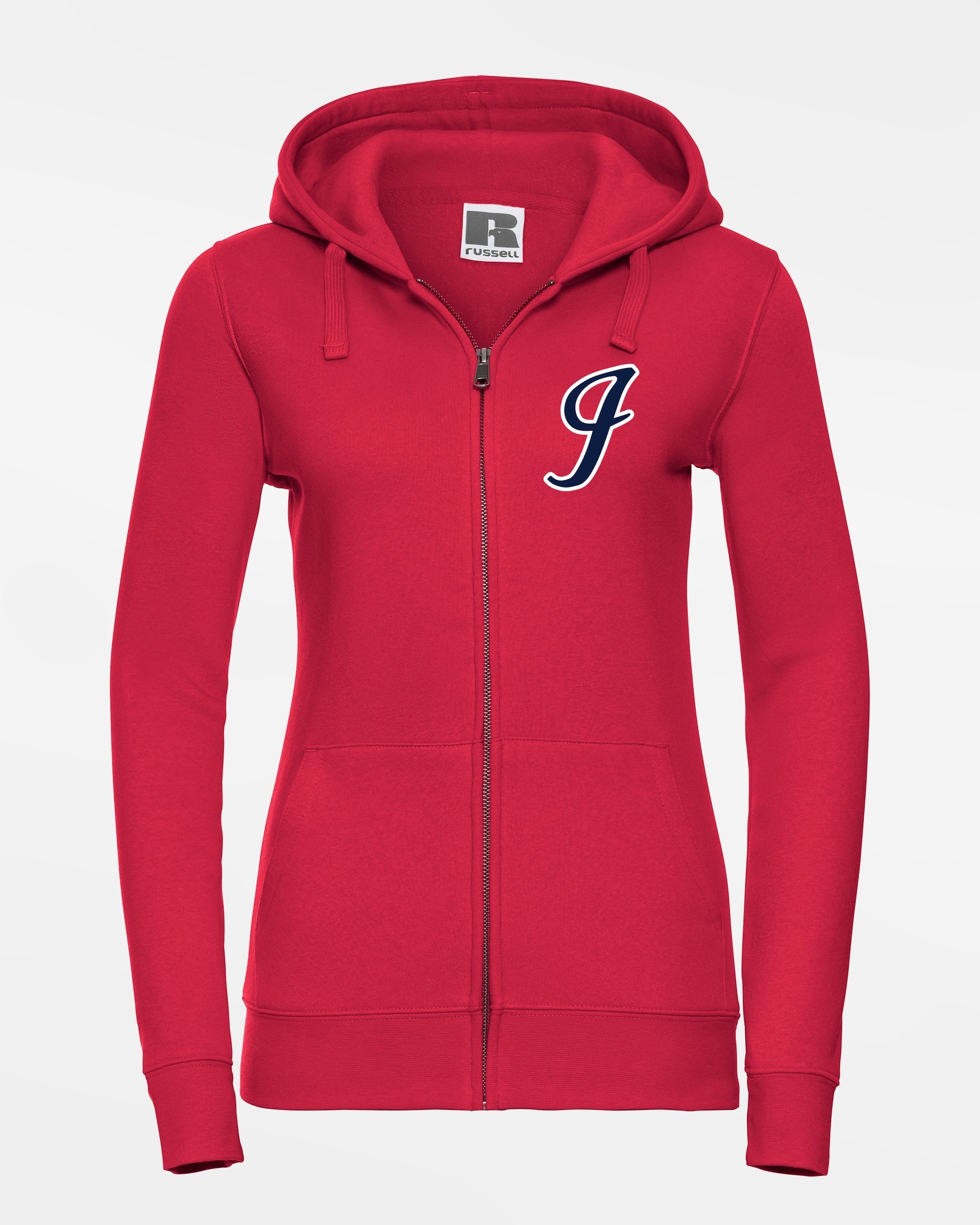 Russell Ladies Premium Heavy Zip-Hoodie "Gauting Indians", Logo, rot-DIAMOND PRIDE